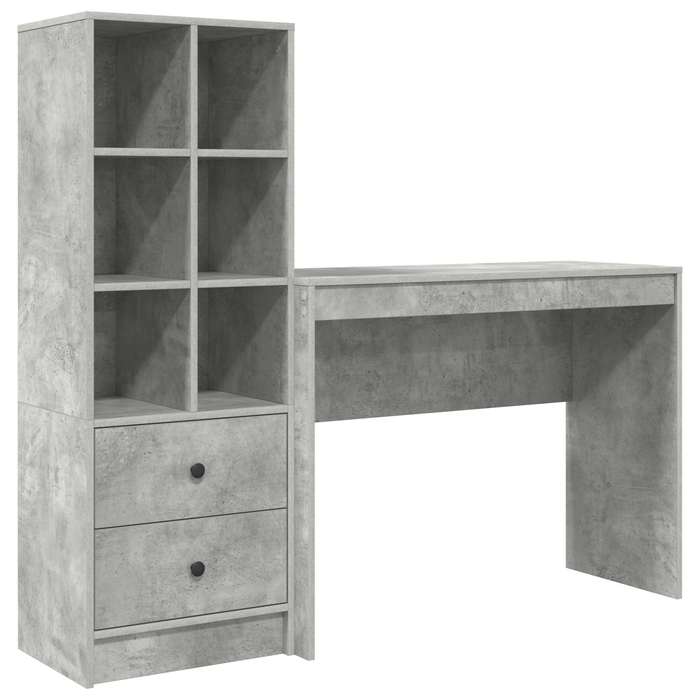 Birou cu sertar cu raft cu depozitare 2 pcs Gri din beton - WALTI WALTI