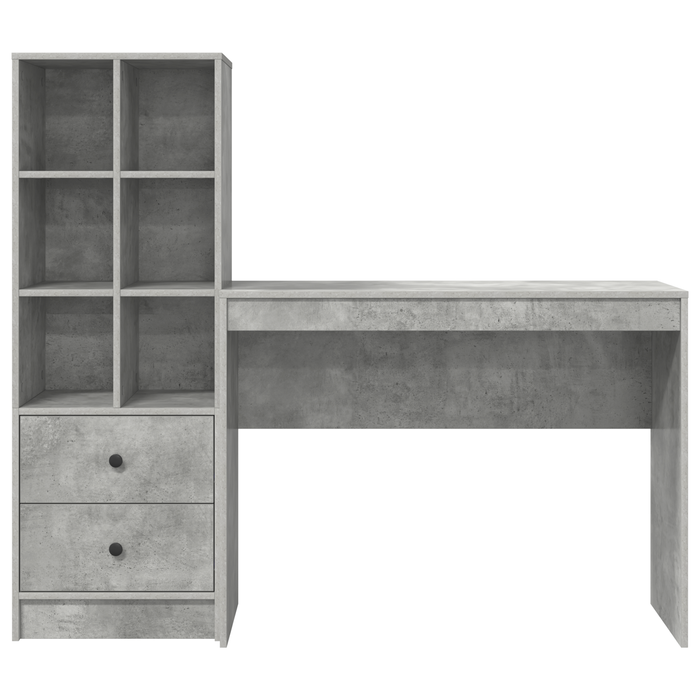 Birou cu sertar cu raft cu depozitare 2 pcs Gri din beton - WALTI WALTI