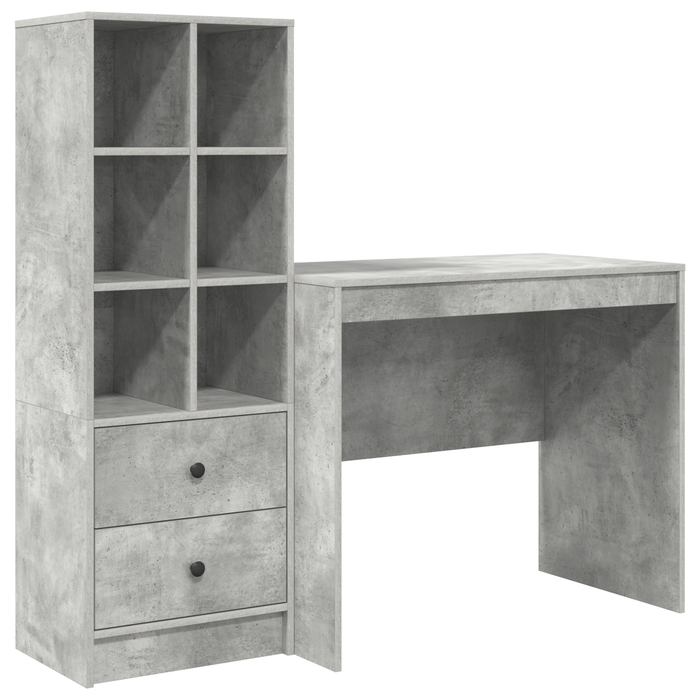 Birou cu sertar cu raft cu depozitare 2 pcs Gri din beton - WALTI WALTI