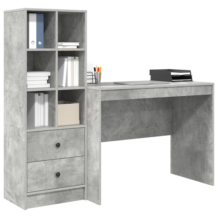 Birou cu sertar 2 pcs Gri din beton - WALTI WALTI