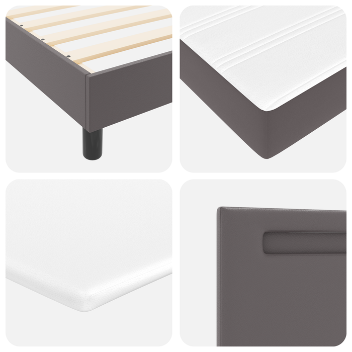 Pat cu arcuri cu saltea Gri 200 x 200 cm Piele artificială - WALTI WALTI
