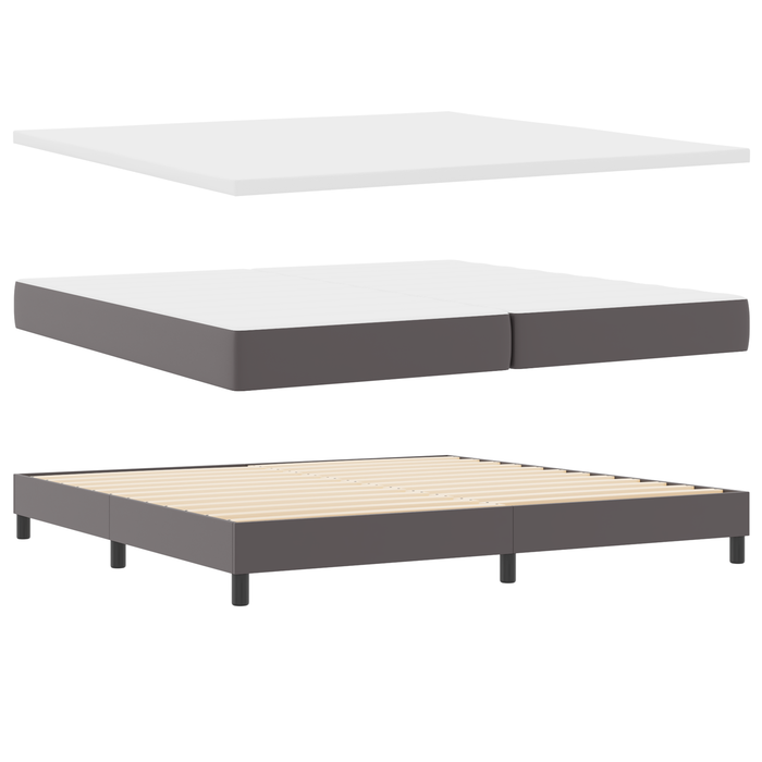 Pat cu arcuri cu saltea Gri 200 x 200 cm Piele artificială - WALTI WALTI