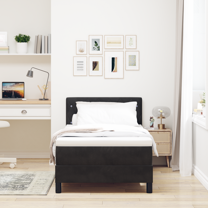 Pat box spring cu saltea, negru, 90x200 cm, catifea - WALTI WALTI