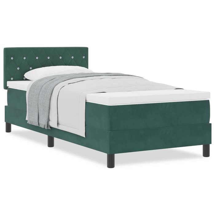 Pat Box Spring cu Saltea Verde Închis 90x200 cm Catifea - WALTI WALTI