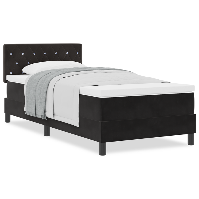 Pat box spring cu saltea, negru, 100x200 cm, catifea - WALTI WALTI