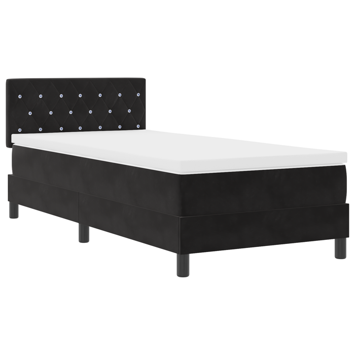 Pat box spring cu saltea, negru, 100x200 cm, catifea - WALTI WALTI