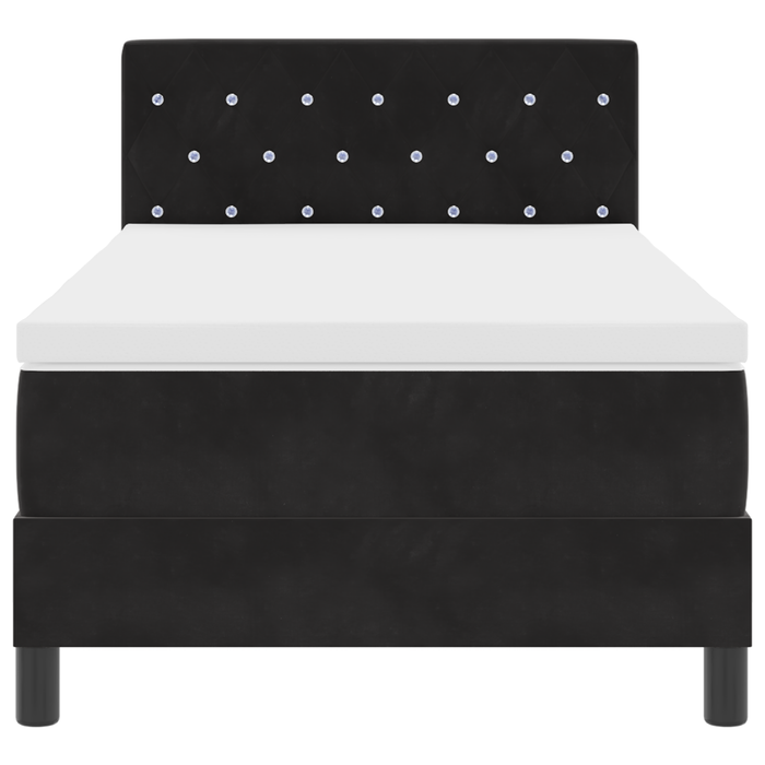 Pat box spring cu saltea, negru, 100x200 cm, catifea - WALTI WALTI