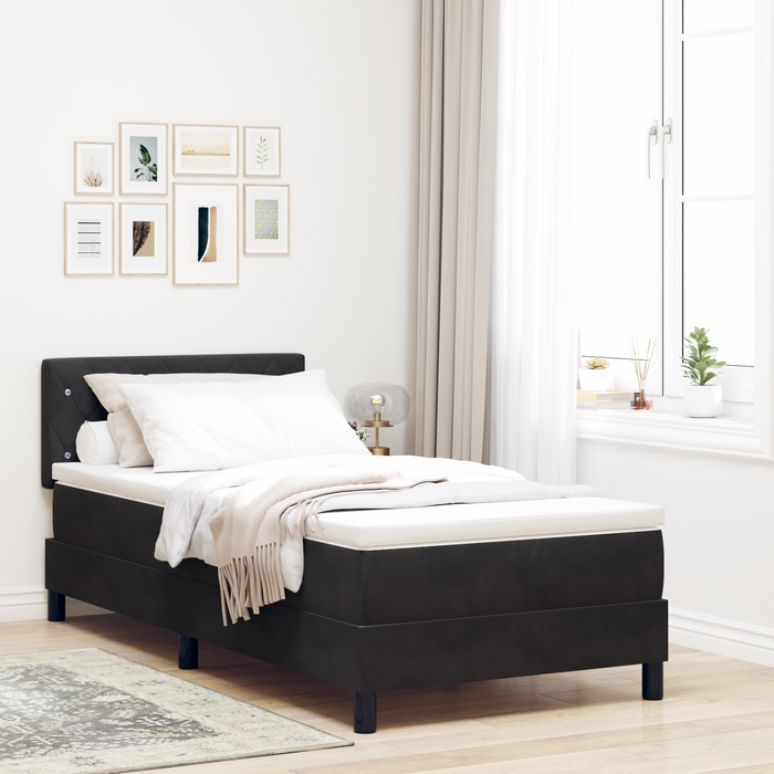 Pat box spring cu saltea, negru, 100x200 cm, catifea - WALTI WALTI