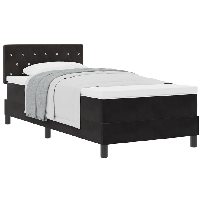 Pat box spring cu saltea, negru, 100x200 cm, catifea - WALTI WALTI