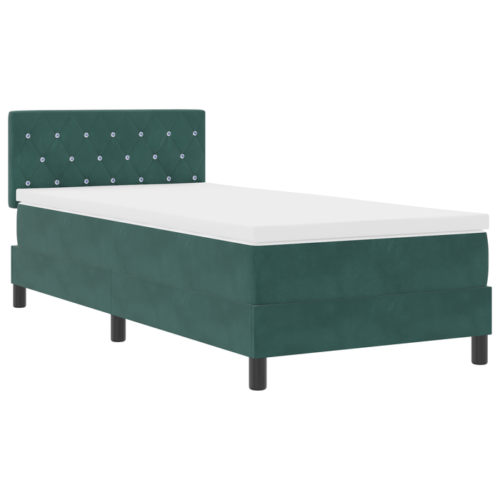 Pat box spring cu saltea, verde închis, 100x200 cm, catifea - WALTI WALTI