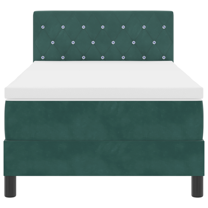 Pat box spring cu saltea, verde închis, 100x200 cm, catifea - WALTI WALTI