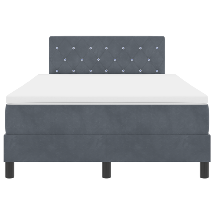 Pat box spring cu saltea, gri închis, dublu mic, catifea - WALTI WALTI