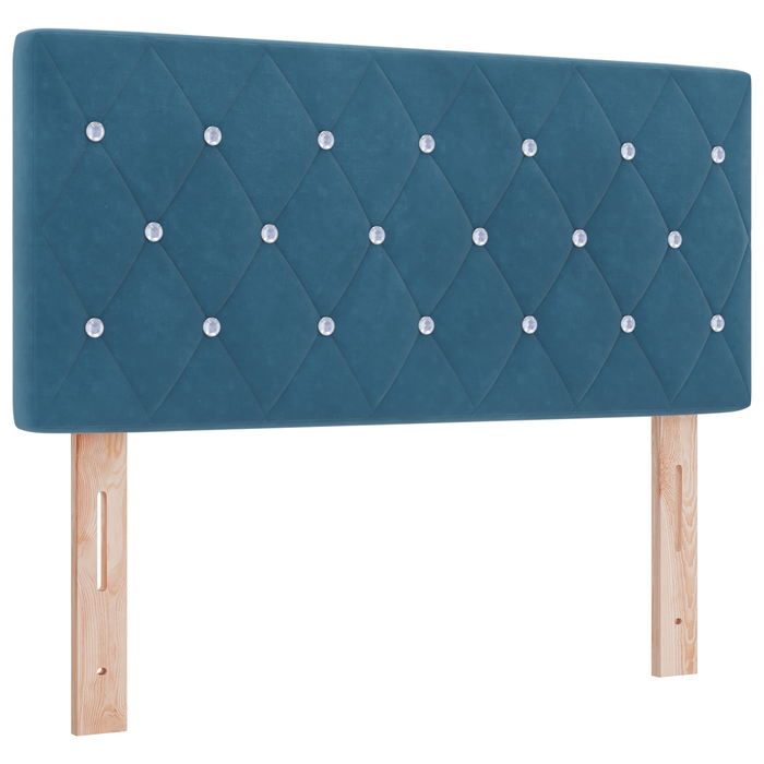 Pat box spring cu saltea, albastru închis, dublu mic, catifea - WALTI WALTI