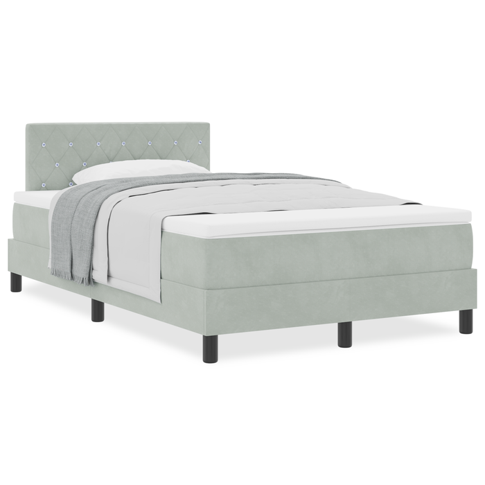 Pat box spring cu saltea, gri deschis, 120x200 cm, catifea - WALTI WALTI