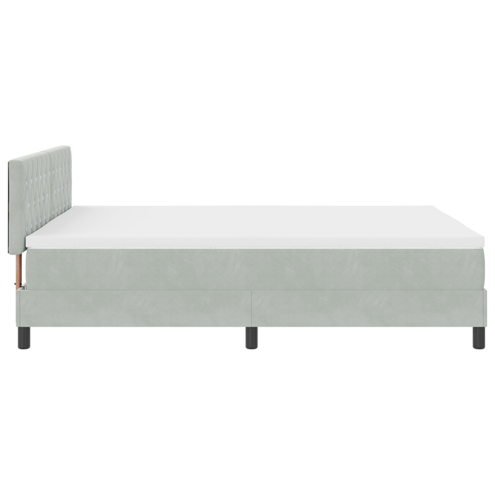Pat box spring cu saltea, gri deschis, 140x190 cm, catifea - WALTI WALTI