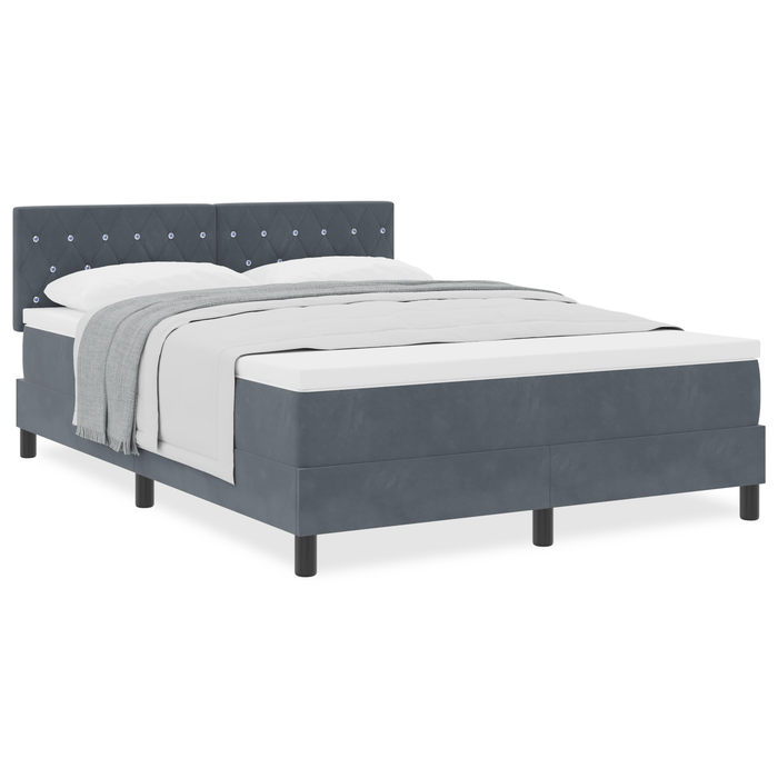 Pat box spring cu saltea, gri închis, 140x190 cm, catifea - WALTI WALTI