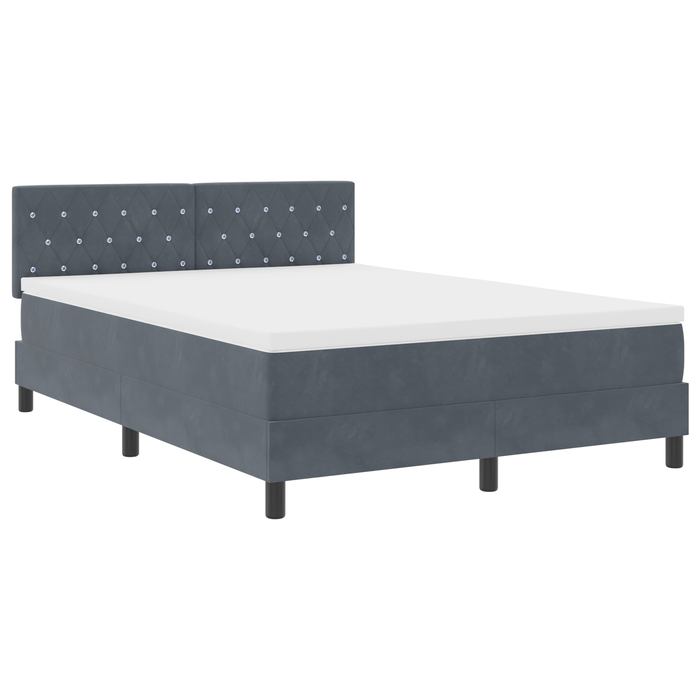 Pat box spring cu saltea, gri închis, 140x190 cm, catifea - WALTI WALTI