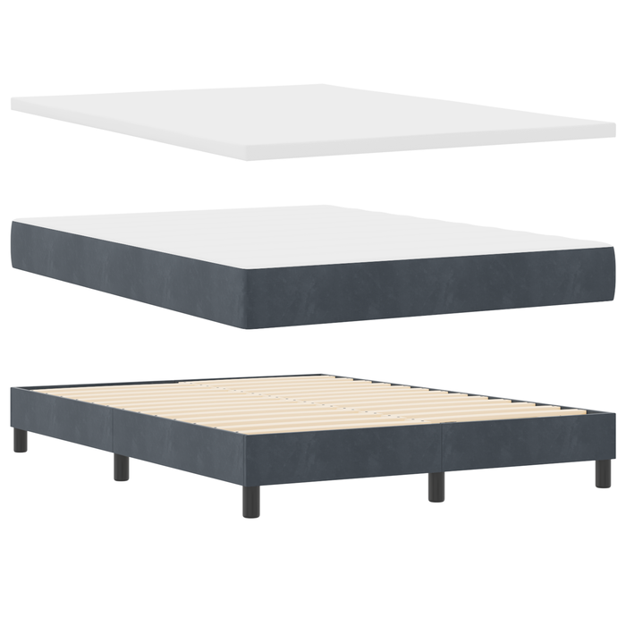 Pat box spring cu saltea, gri închis, 140x190 cm, catifea - WALTI WALTI