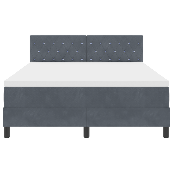 Pat box spring cu saltea, gri închis, 140x190 cm, catifea - WALTI WALTI