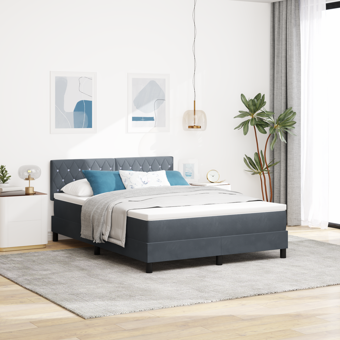 Pat box spring cu saltea, gri închis, 140x190 cm, catifea - WALTI WALTI
