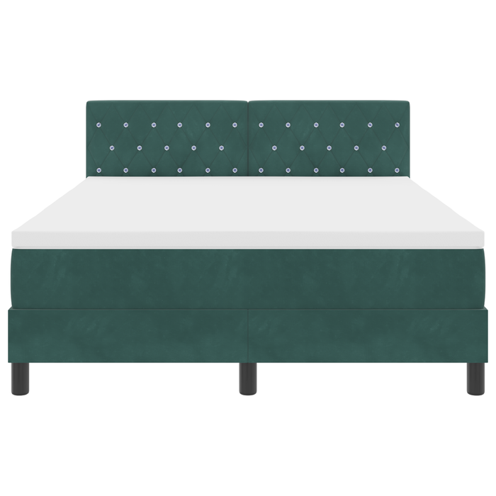 Pat box spring cu saltea, verde închis, 140x190 cm, catifea - WALTI WALTI