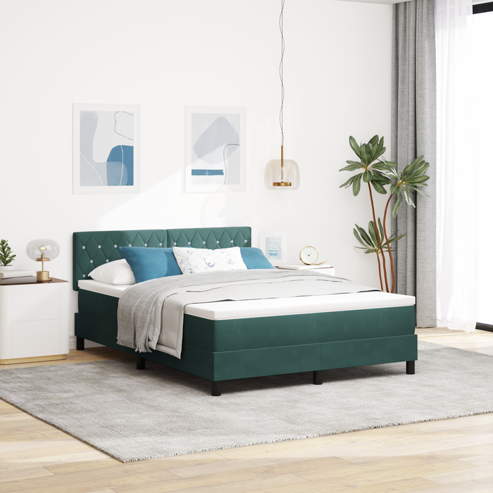 Pat box spring cu saltea, verde închis, 140x190 cm, catifea - WALTI WALTI