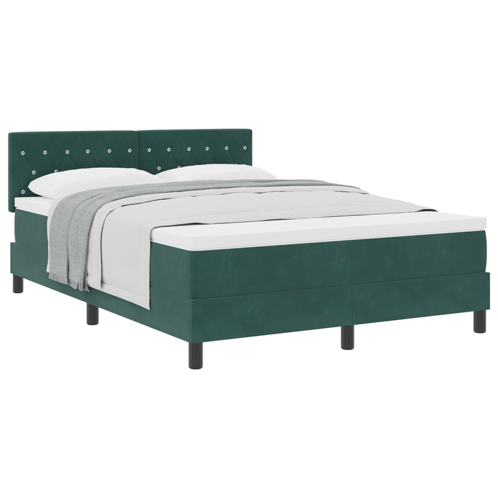 Pat box spring cu saltea, verde închis, 140x190 cm, catifea - WALTI WALTI