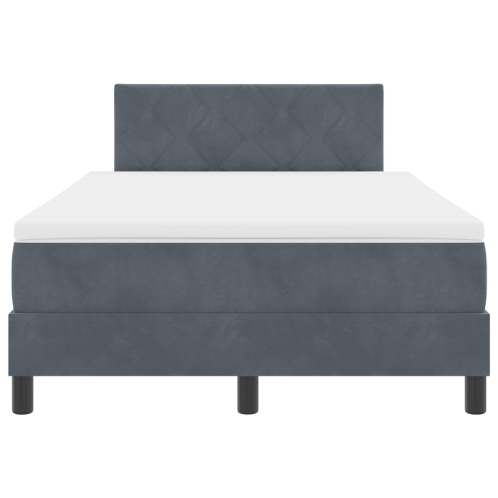 Pat box spring cu saltea, gri închis, dublu mic, catifea - WALTI WALTI