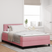 Pat box spring cu saltea, roz, dublu mic, catifea - WALTI WALTI