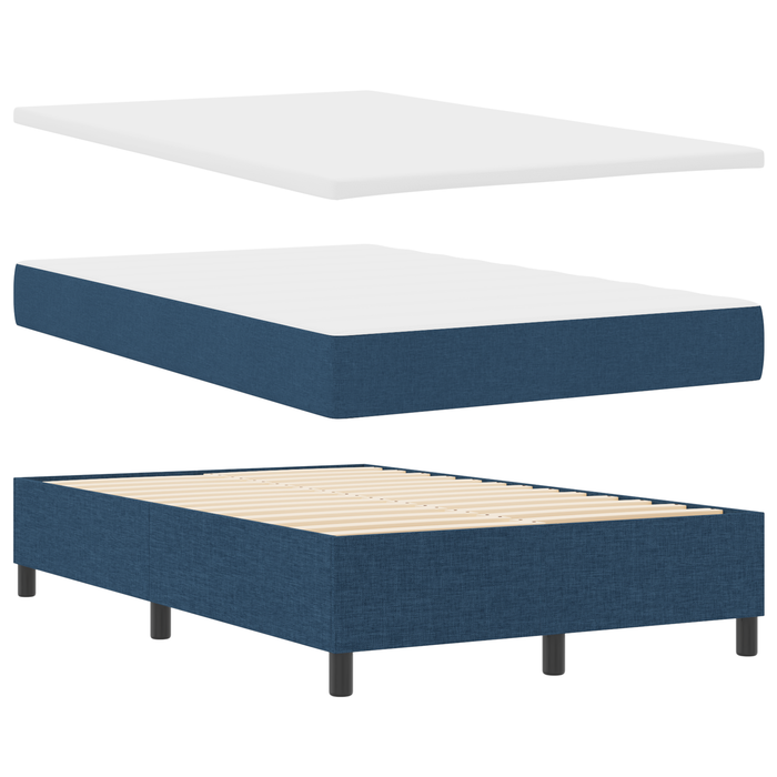 Pat Box Spring cu Saltea Albastră 120x200 cm Țesătură - WALTI WALTI