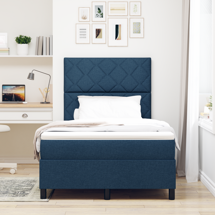 Pat Box Spring cu Saltea Albastră 120x200 cm Țesătură - WALTI WALTI