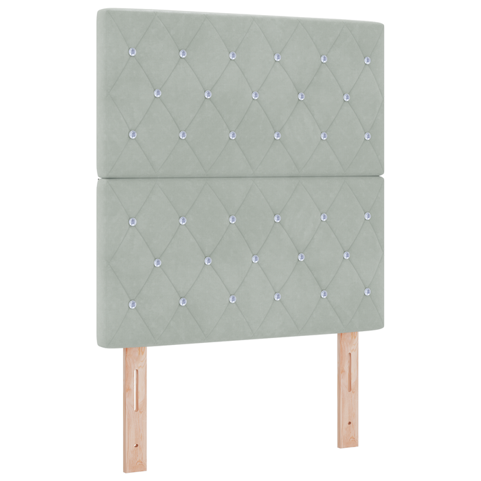Pat box spring cu saltea, gri deschis, 80x200 cm, catifea - WALTI WALTI