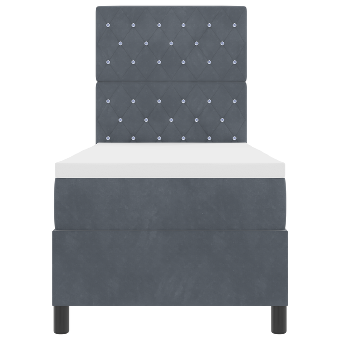 Pat box spring cu saltea, gri închis, 80x200 cm, catifea - WALTI WALTI