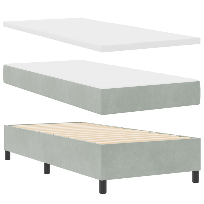 Pat cu saltea Box Spring vidaXL Gri deschis 100x200 cm Catifea - WALTI WALTI