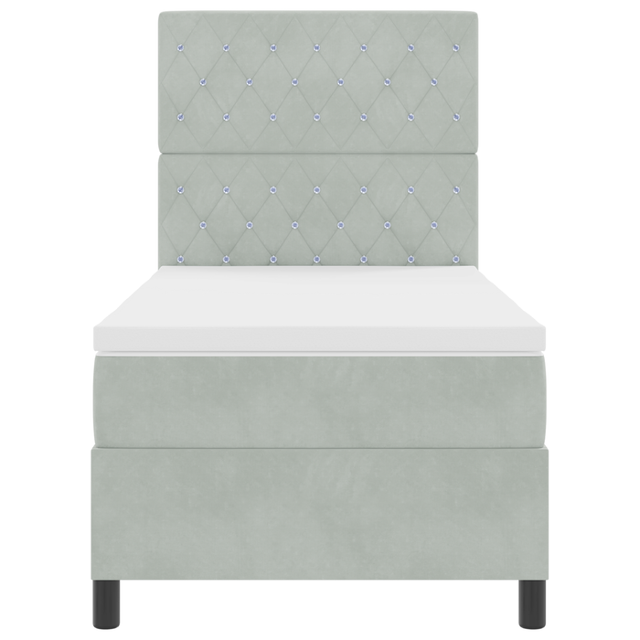Pat cu saltea Box Spring vidaXL Gri deschis 100x200 cm Catifea - WALTI WALTI