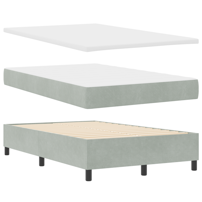 Pat box spring cu saltea, gri deschis, 120x200 cm, catifea - WALTI WALTI