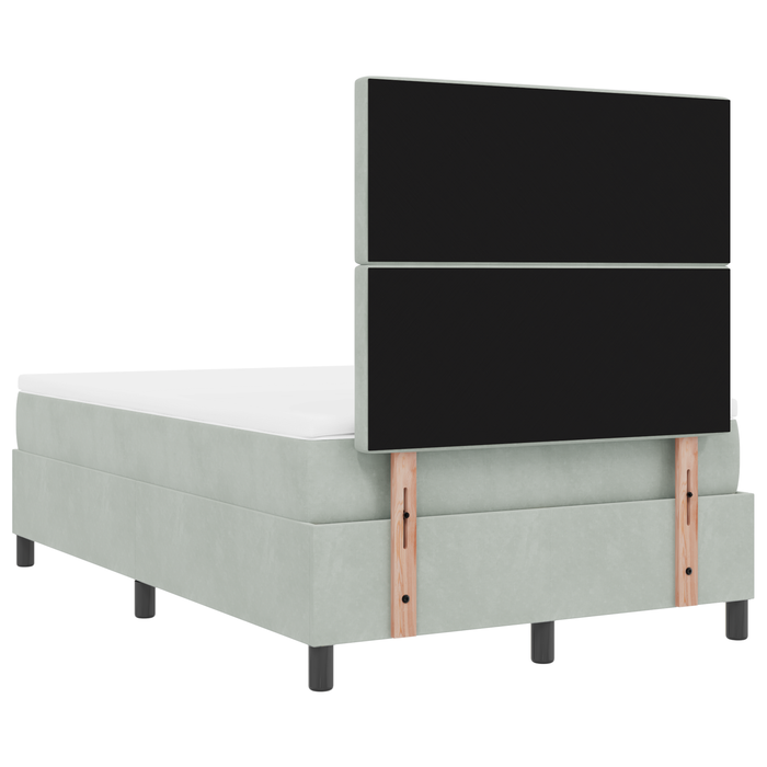 Pat box spring cu saltea, gri deschis, 120x200 cm, catifea - WALTI WALTI