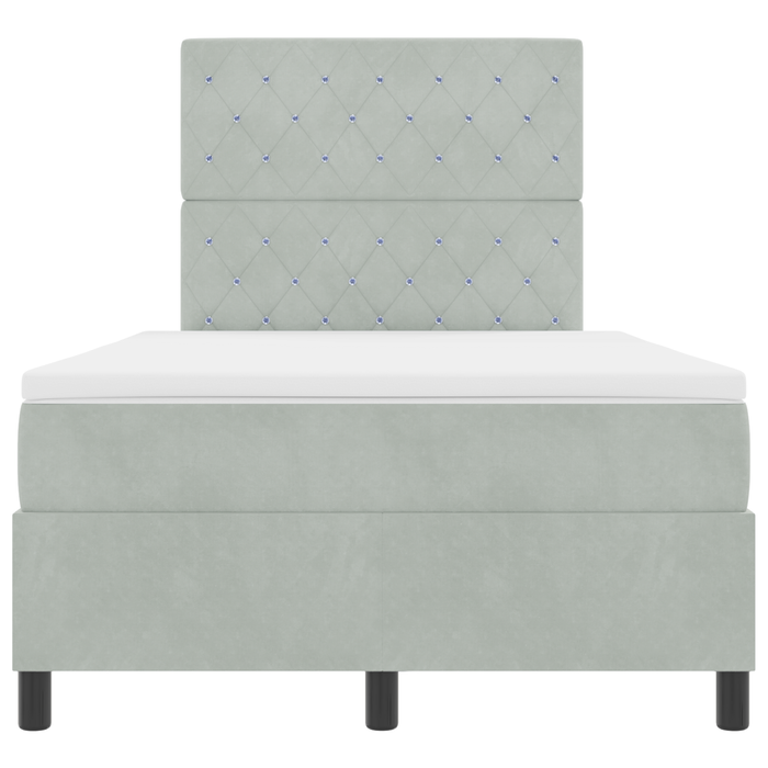 Pat box spring cu saltea, gri deschis, 120x200 cm, catifea - WALTI WALTI
