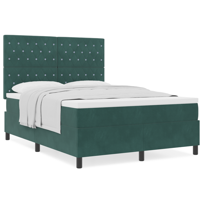 Pat box spring cu saltea, verde închis, 140x190 cm, catifea - WALTI WALTI