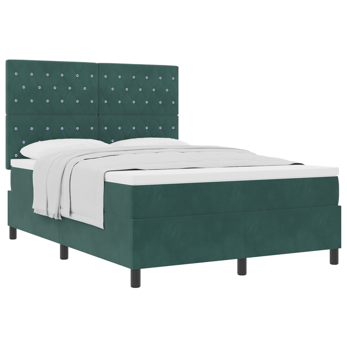 Pat box spring cu saltea, verde închis, 140x190 cm, catifea - WALTI WALTI