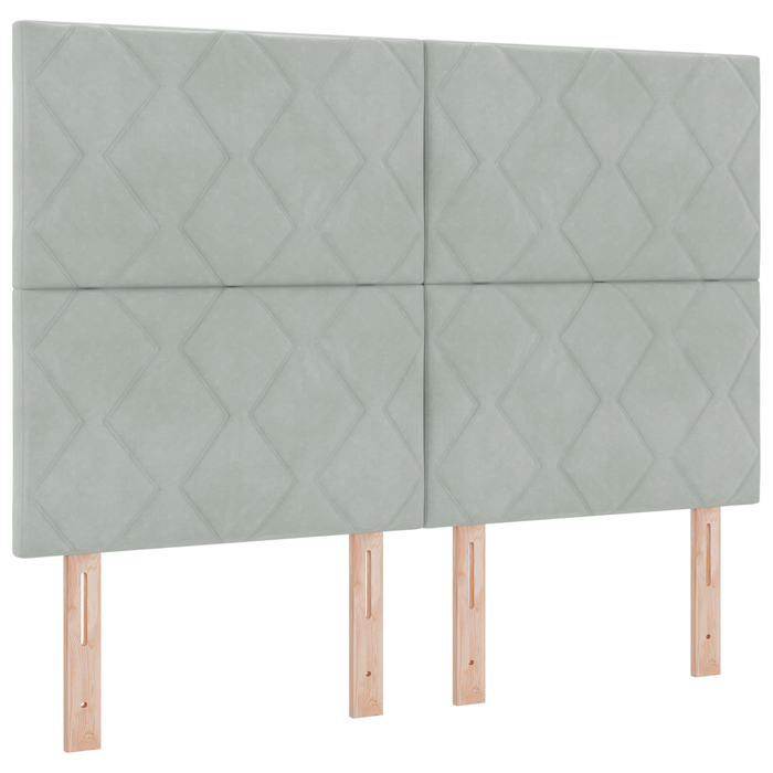 Pat box spring cu saltea, gri deschis, 140x190 cm, catifea - WALTI WALTI
