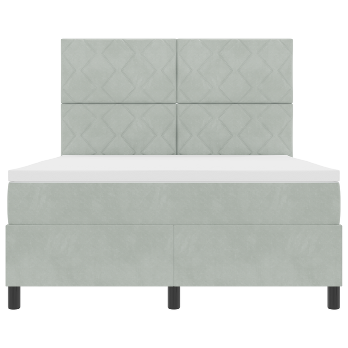 Pat box spring cu saltea, gri deschis, 140x190 cm, catifea - WALTI WALTI