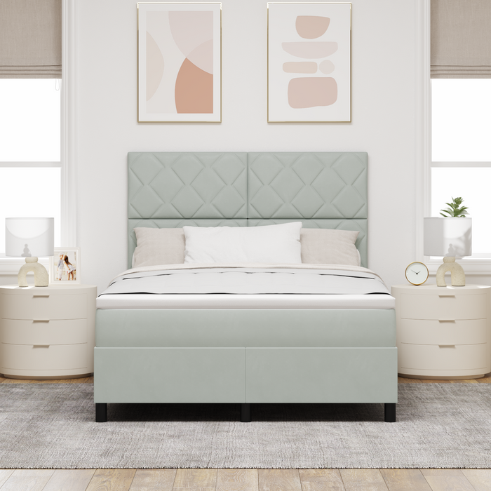 Pat box spring cu saltea, gri deschis, 140x190 cm, catifea - WALTI WALTI