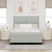 Pat box spring cu saltea, gri deschis, 140x190 cm, catifea - WALTI WALTI