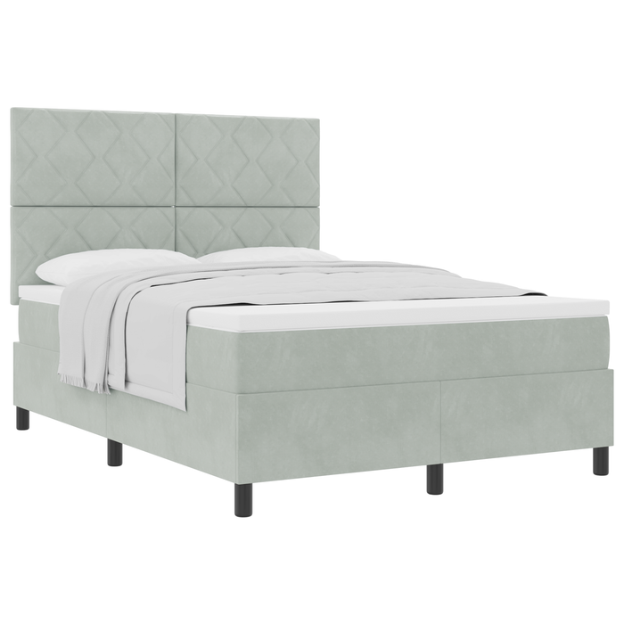 Pat box spring cu saltea, gri deschis, 140x200 cm, catifea - WALTI WALTI