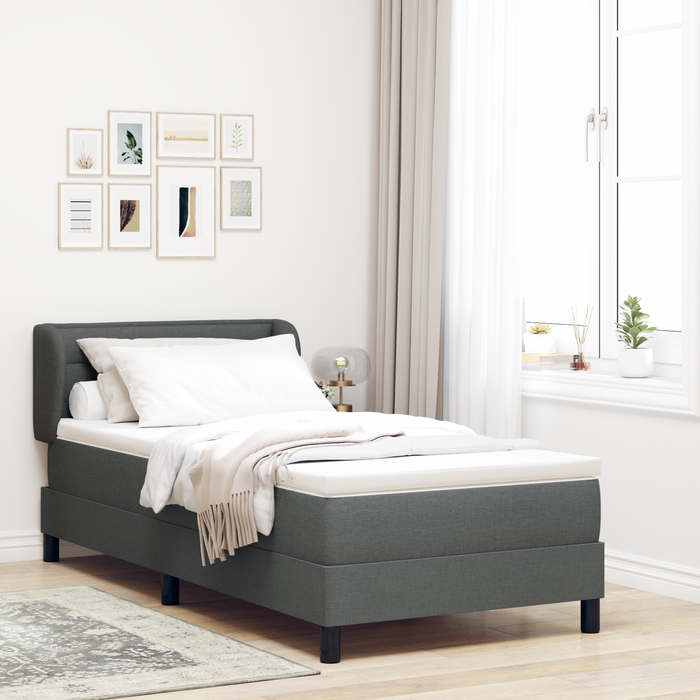 Pat box spring cu saltea, gri închis, 90x190 cm, textil - WALTI WALTI