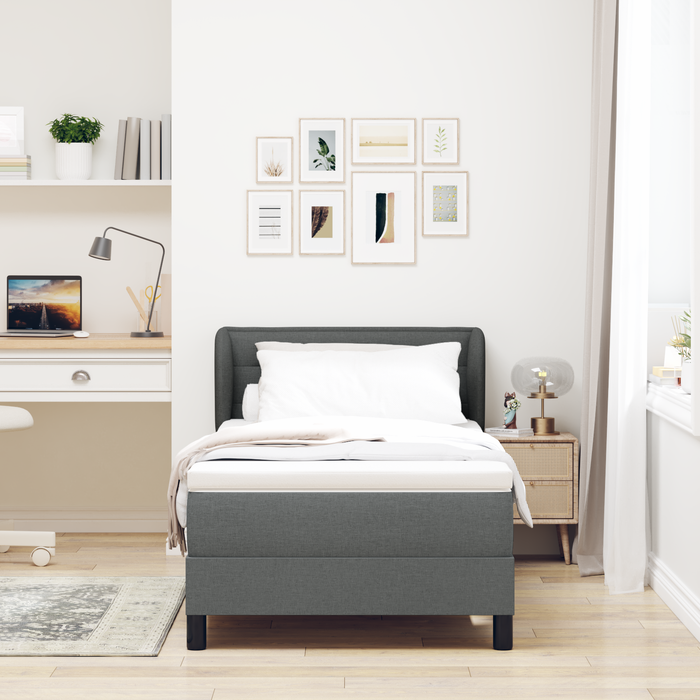 Pat box spring cu saltea, gri închis, 90x200 cm, textil - WALTI WALTI