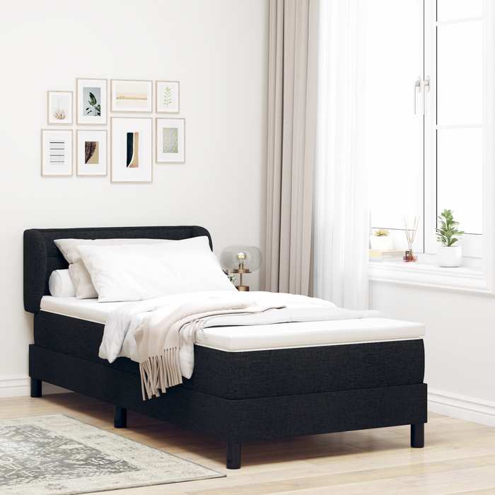 Pat box spring cu saltea, negru, 100x200 cm, textil - WALTI WALTI