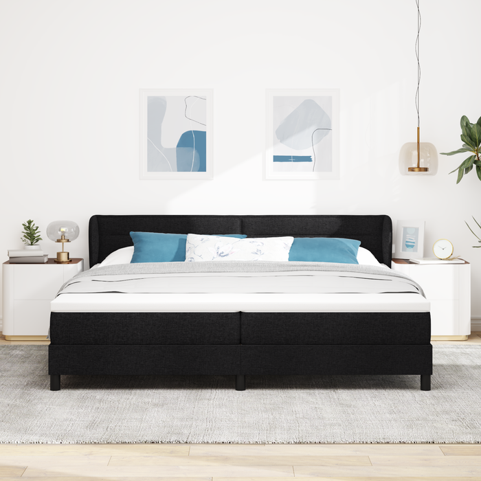 Cadru cu arcuri și saltea neagră 200x200 cm țesătură - WALTI WALTI