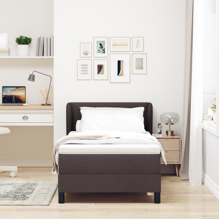 Pat box spring cu saltea, maro închis, 90x200 cm, textil - WALTI WALTI